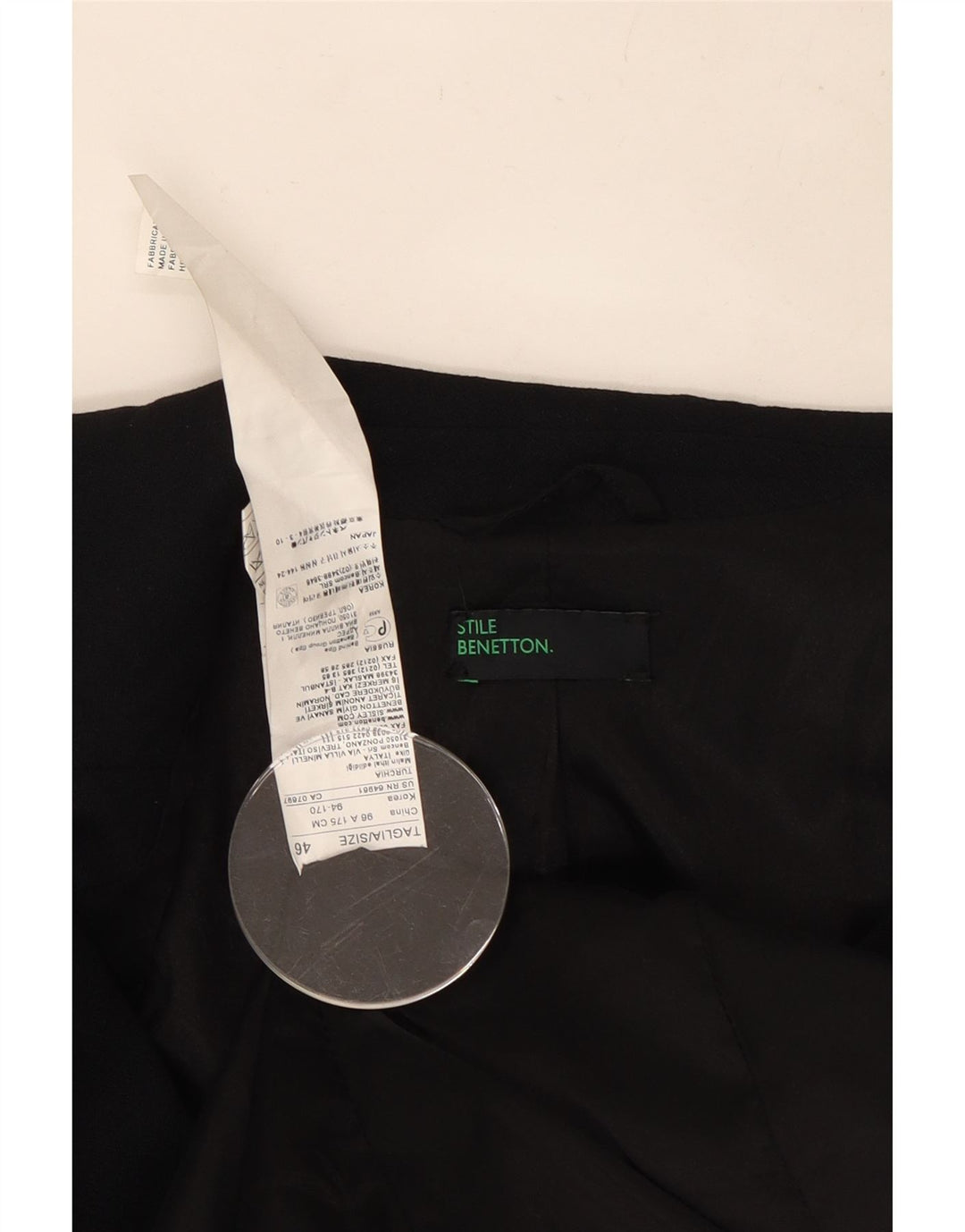 Giacca Blazer a 2 Bottoni da Donna Benetton IT 46 Large Nera in Viscosa