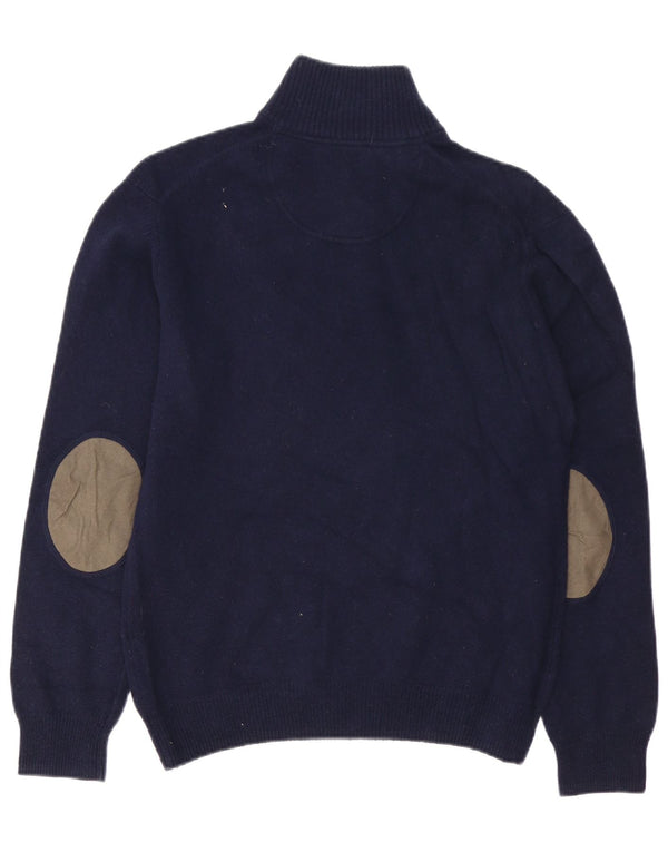 Maglione da uomo HACKETT con zip e collo in lana d'agnello medio blu navy