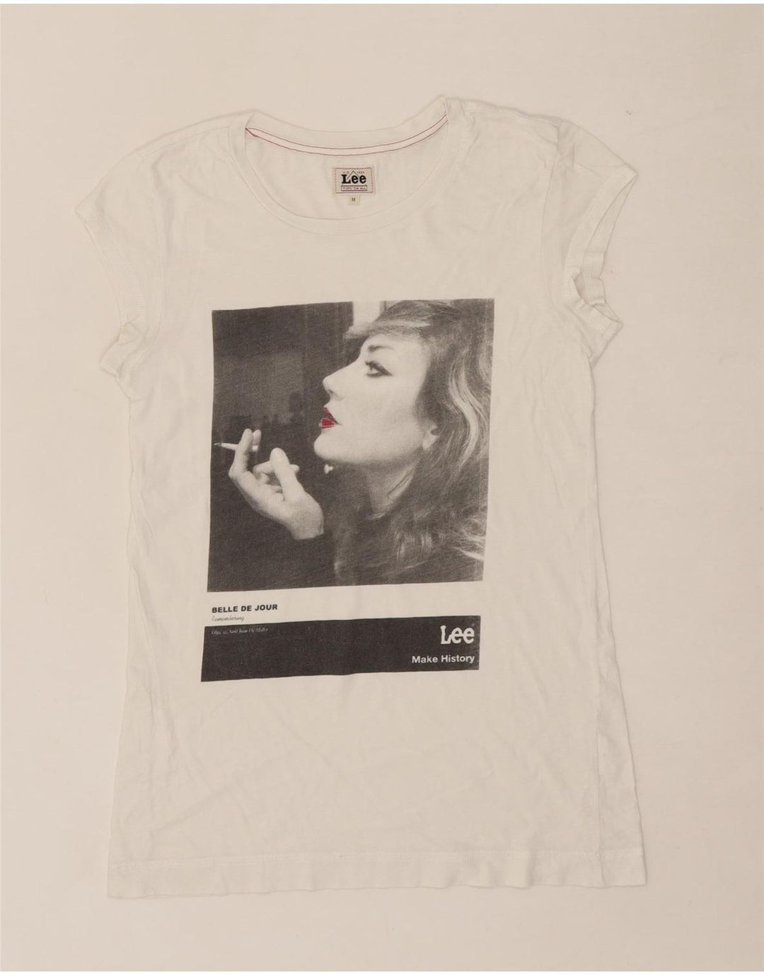 LEE Womens Graphic T-Shirt Top UK 12 Medium White Vintage Lee and Second-Hand Lee from Messina Hembry 