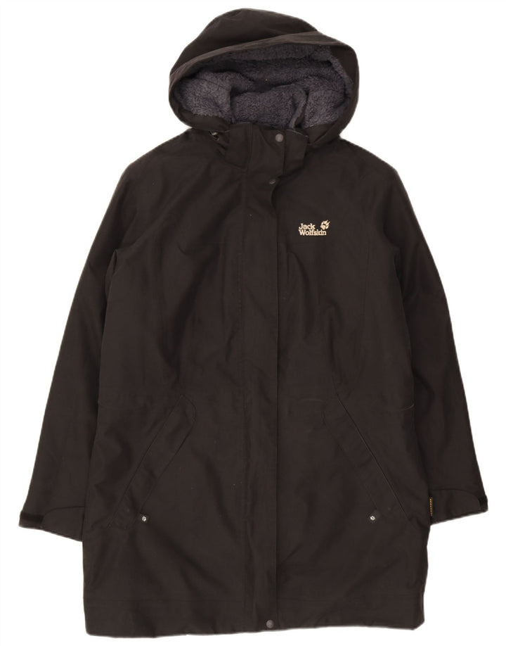 Giacca a vento con cappuccio da donna Jack Wolfskin UK 16 grande poliestere nero