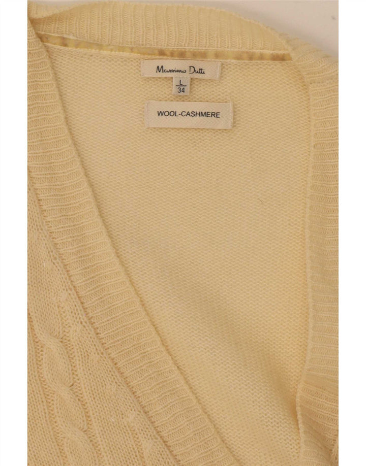 Maglione cardigan da donna Massimo Dutti UK 14 grande lana beige