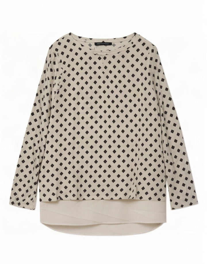 Top tunica a maniche lunghe da donna Marks & Spencer UK 16 grande bianco geometrico