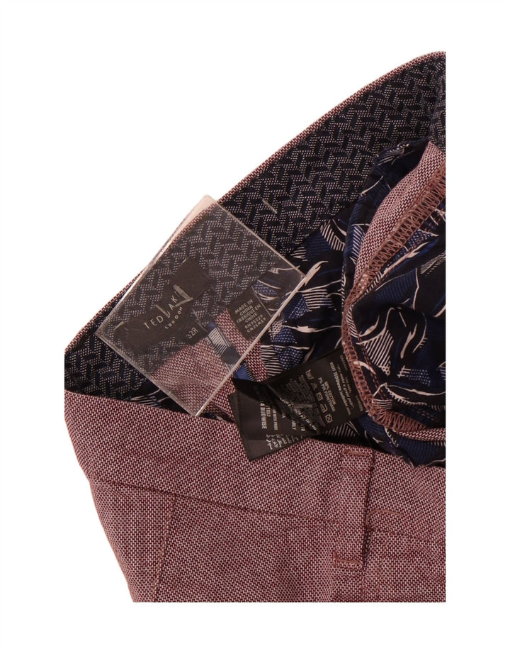 Pantaloni da abito dritti da uomo Ted Baker W32 L31 Maroon Cotton