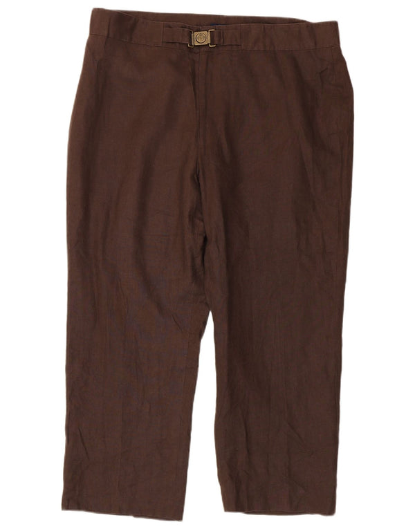 Pantaloni corti dritti da donna Chaps US 16 2XL W38 L25 Lino marrone
