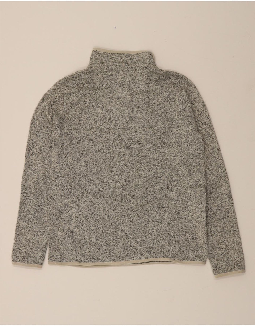 EDDIE BAUER Womens Button Neck Sweatshirt Jumper UK 14 Medium Grey Flecked Vintage Eddie Bauer and Second-Hand Eddie Bauer from Messina Hembry 