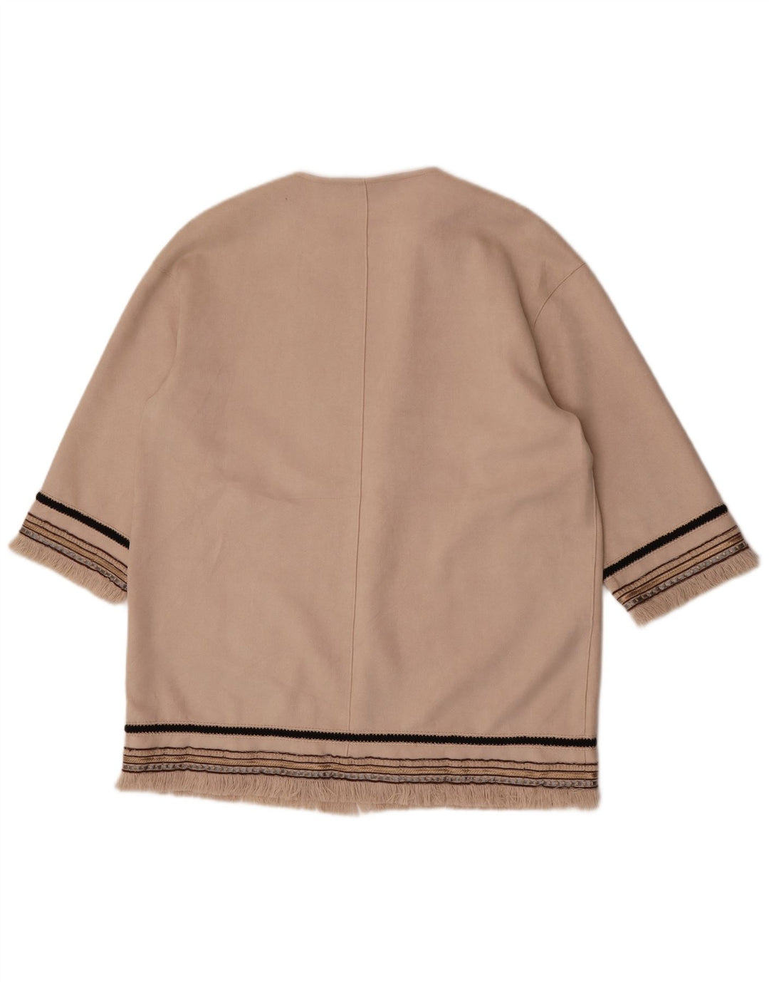 Giacca blazer aperta da donna con maniche a 3/4 Zara UK 14 a righe beige medio