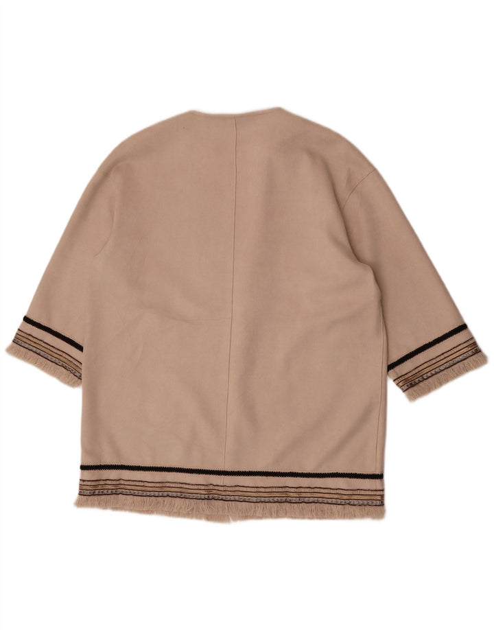 Giacca blazer aperta da donna con maniche a 3/4 Zara UK 14 a righe beige medio