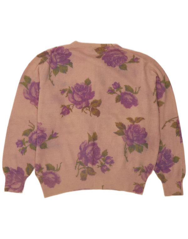 Maglione da donna con collo con zip Etam UK 14 Lana floreale rosa medio