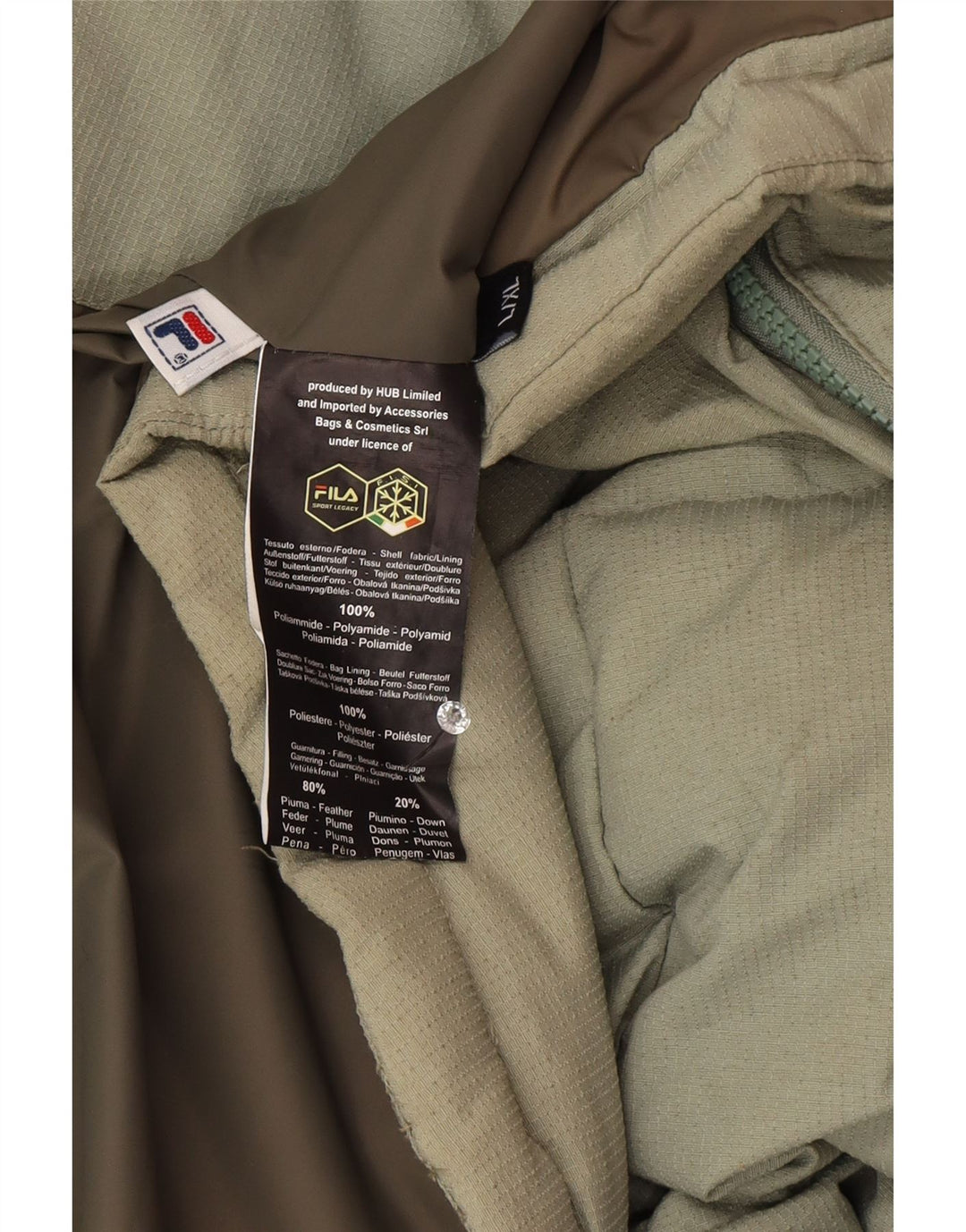 Gilet imbottito da uomo Fila UK 40 Large verde in poliammide