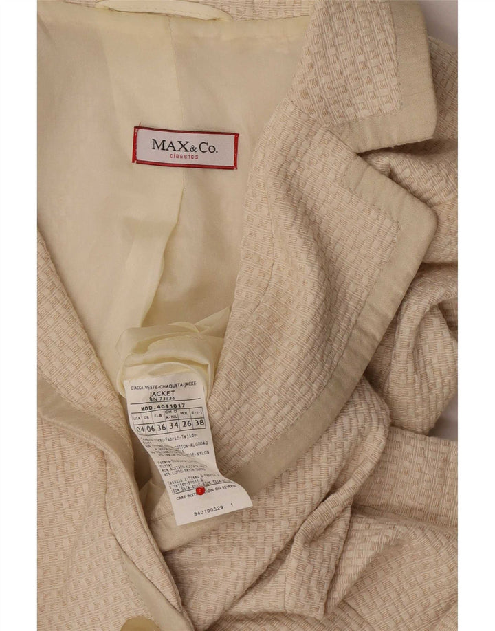 Max & Co. Giacca blazer a 3 bottoni da donna UK 6 XS Cotone beige