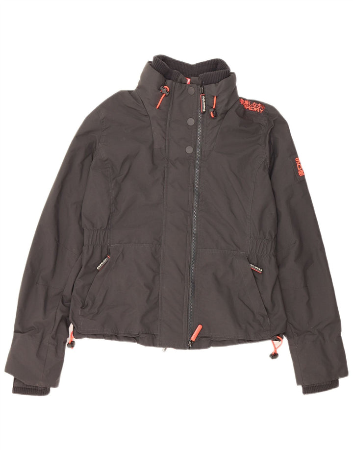 SUPERDRY Womens Crop Windbreaker Jacket UK 16 Large Grey Polyester