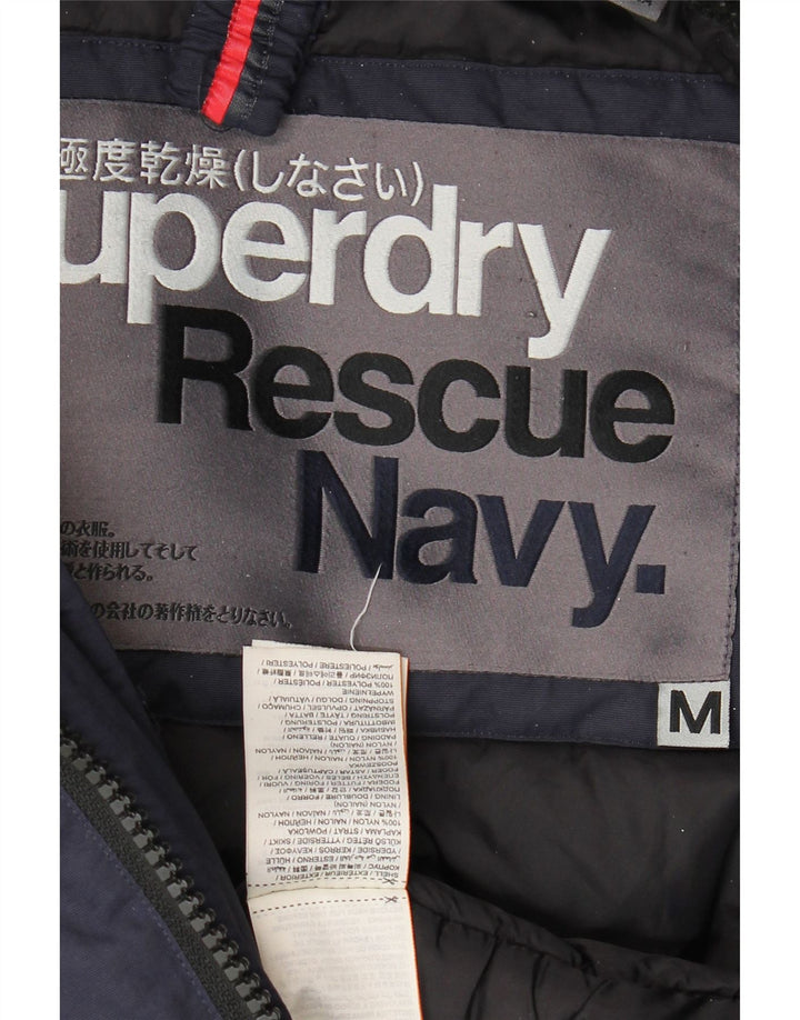Cappotto imbottito con cappuccio da uomo Superdry UK 38 nylon blu navy medio
