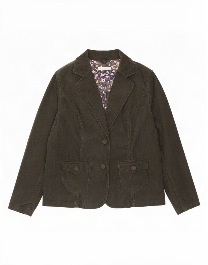 Giacca blazer in velluto a coste a 2 bottoni Marks & Spencer da donna UK 16 grande kaki