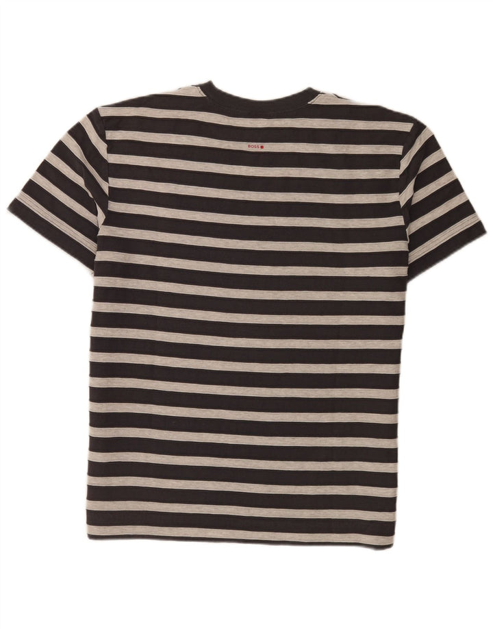 T-shirt grafica da uomo Hugo Boss Top in cotone a righe grigio medio