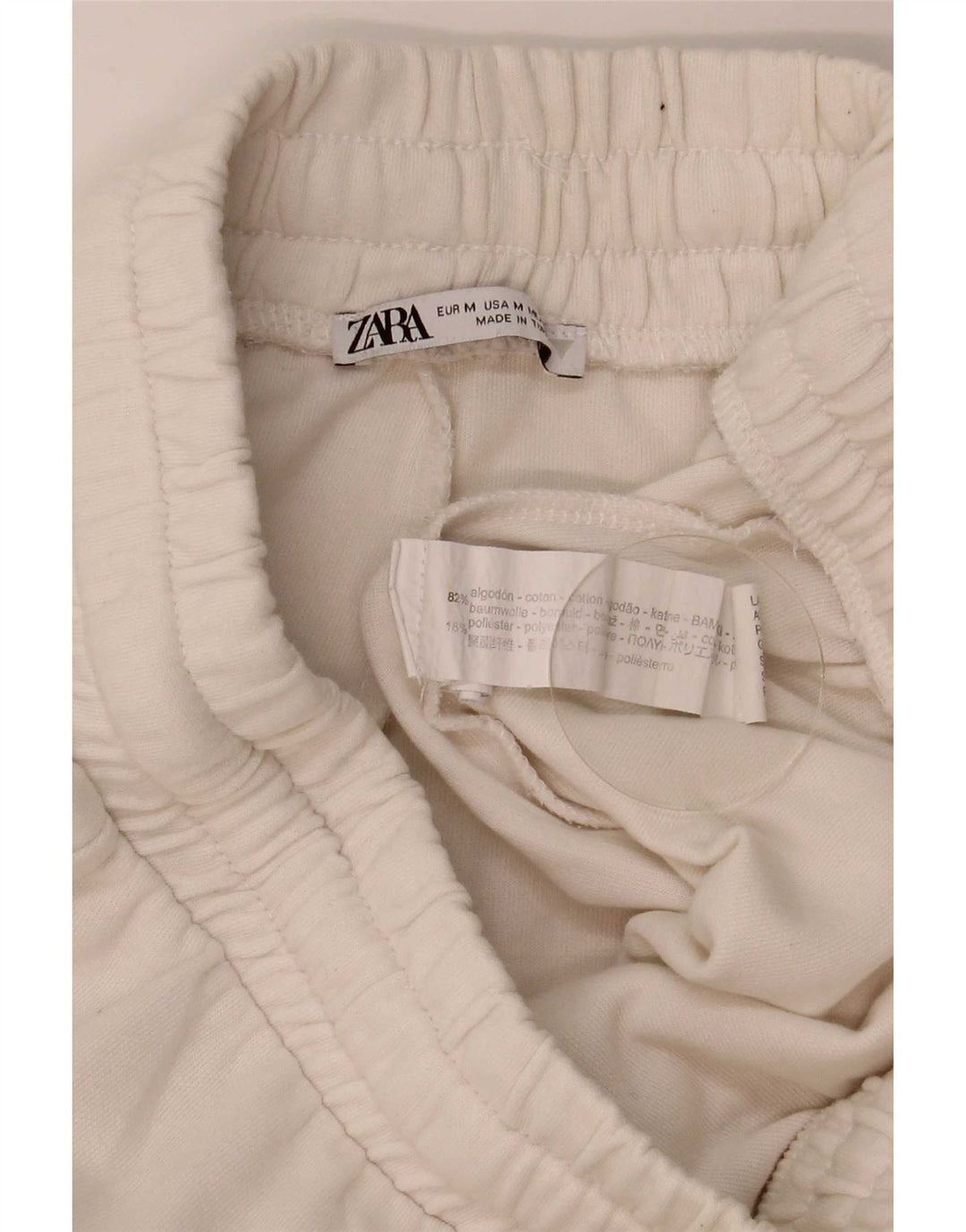 Pantaloni da tuta cargo Zara da donna, pantaloni da jogging UK 12, cotone bianco medio