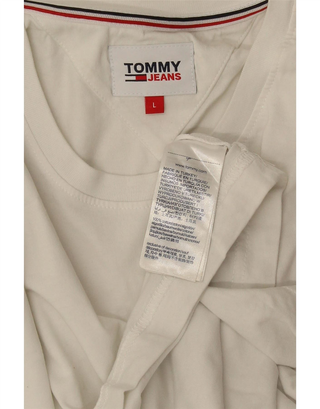 TOMMY HILFIGER T-shirt da uomo Top Large in cotone bianco