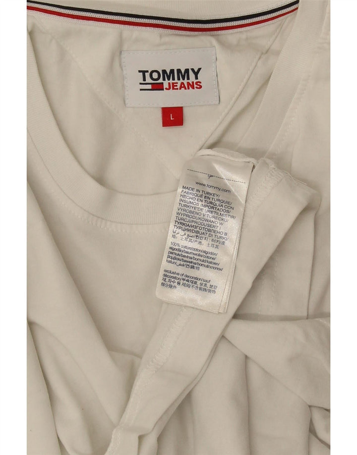 TOMMY HILFIGER T-shirt da uomo Top Large in cotone bianco