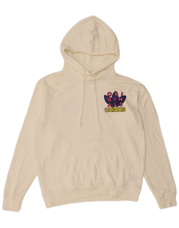 Felpa con cappuccio grafica da uomo Adidas, cotone bianco medio