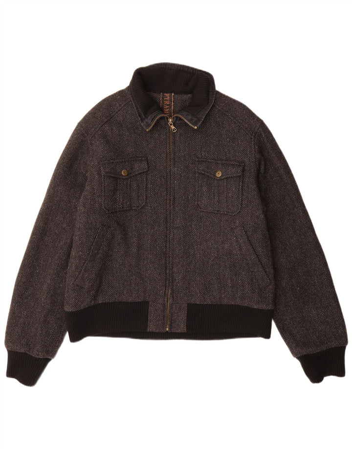 Bomber da uomo Pyramid UK 40 Large Lana a spina di pesce grigia
