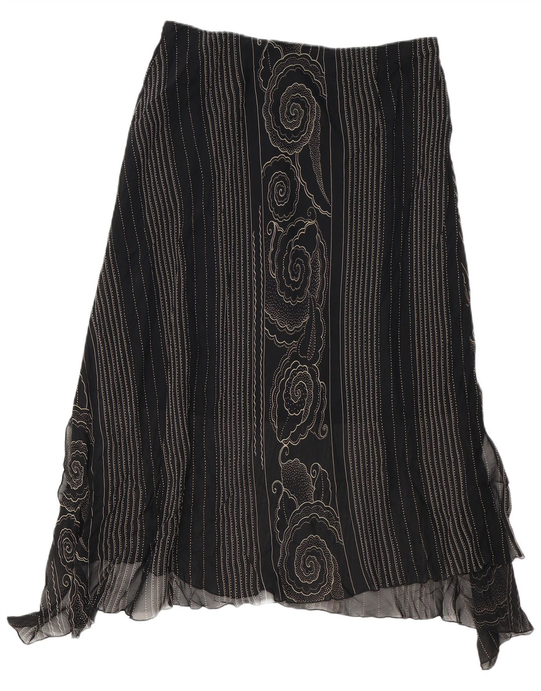 Gonna asimmetrica da donna VINTAGE W34 grande motivo cachemire nero