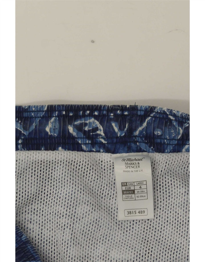 Pantaloncini da bagno da uomo Marks & Spencer grandi blu navy geometrici