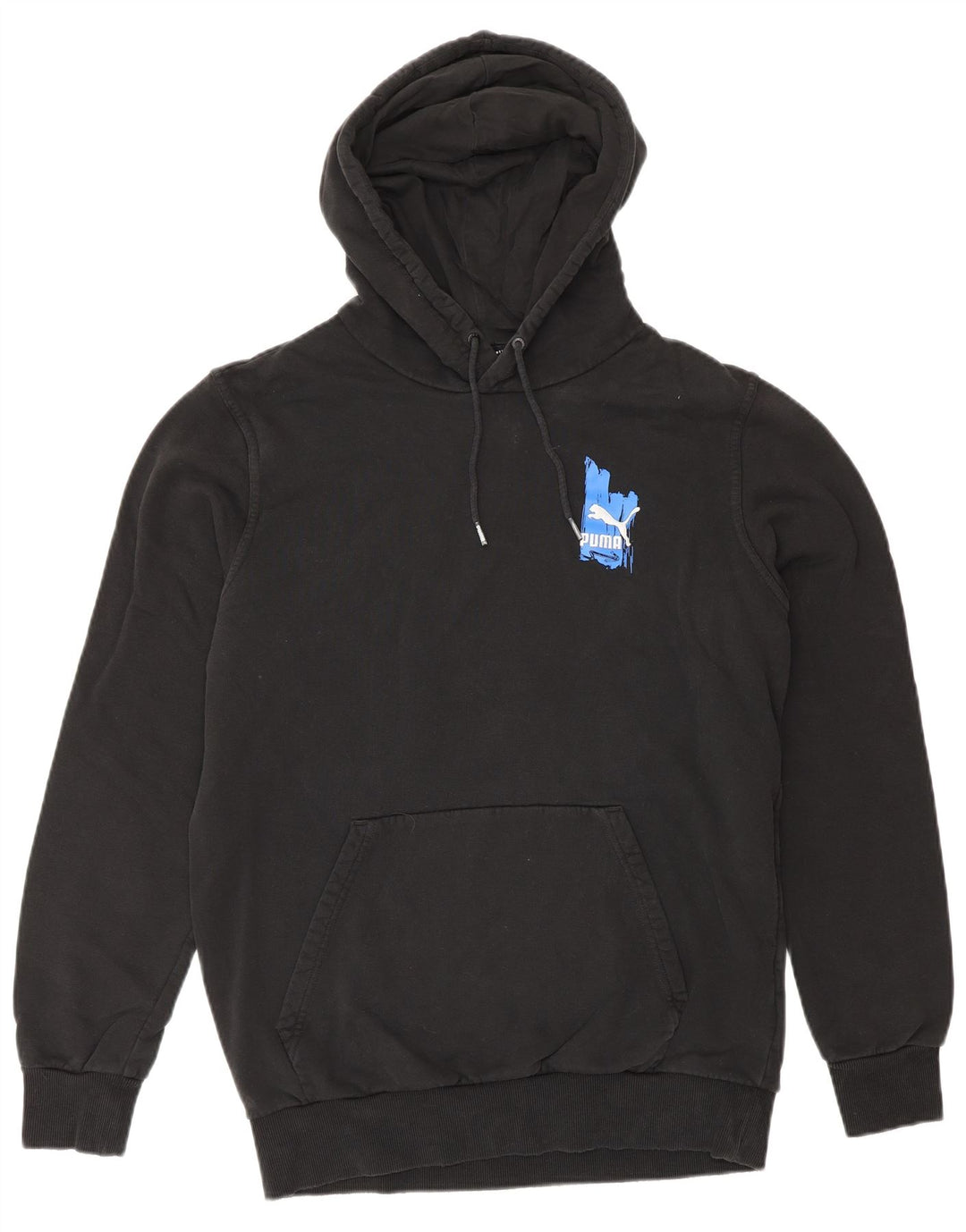 Felpa con cappuccio grafica da uomo Puma piccola in cotone nero