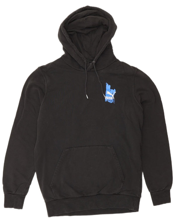 Felpa con cappuccio grafica da uomo Puma piccola in cotone nero