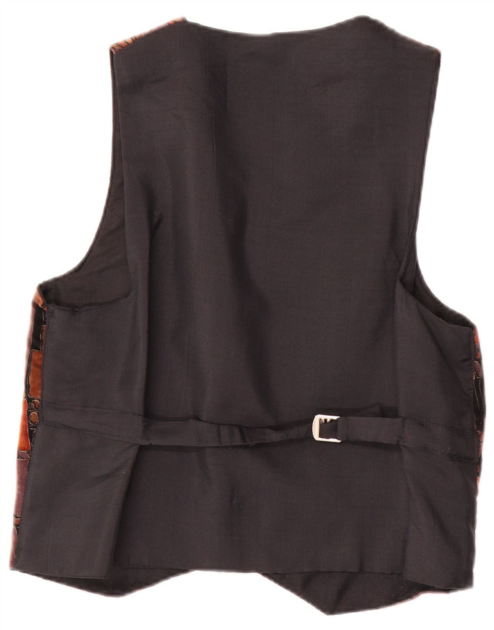 Gilet da uomo vintage grande in poliestere patchwork marrone