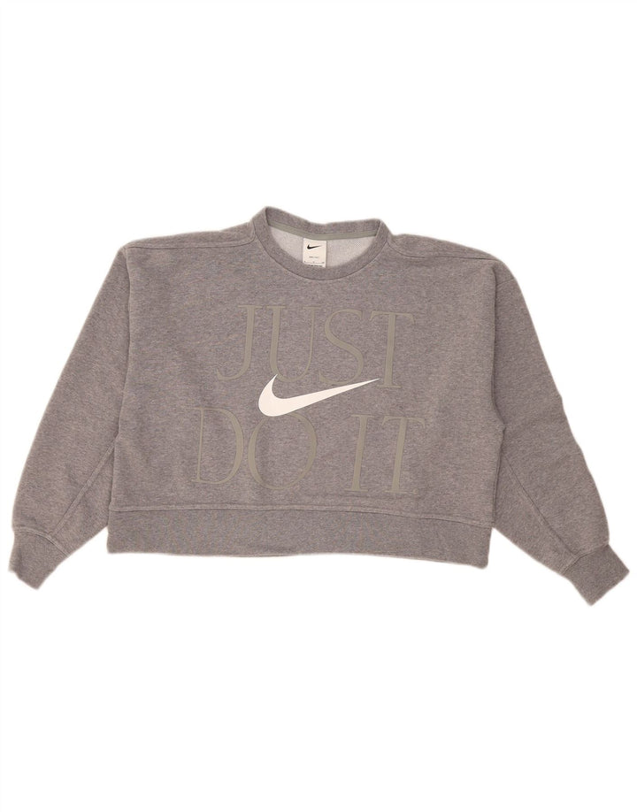 Felpa oversize con grafica corta Nike da donna UK 10 piccola grigia