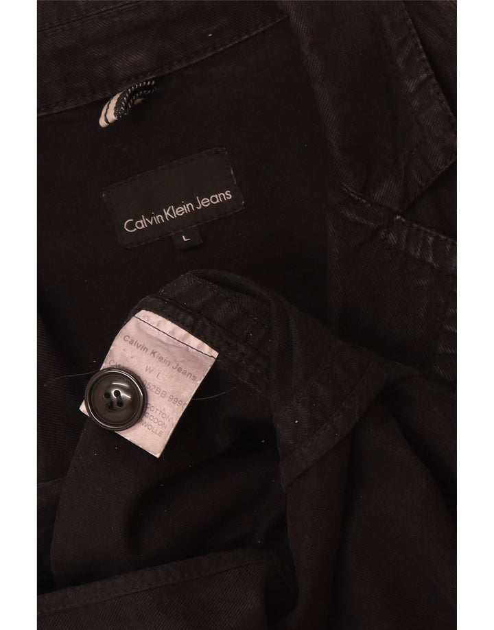 Giacca blazer a 2 bottoni da donna Calvin Klein Jeans UK 14 grande cotone nero