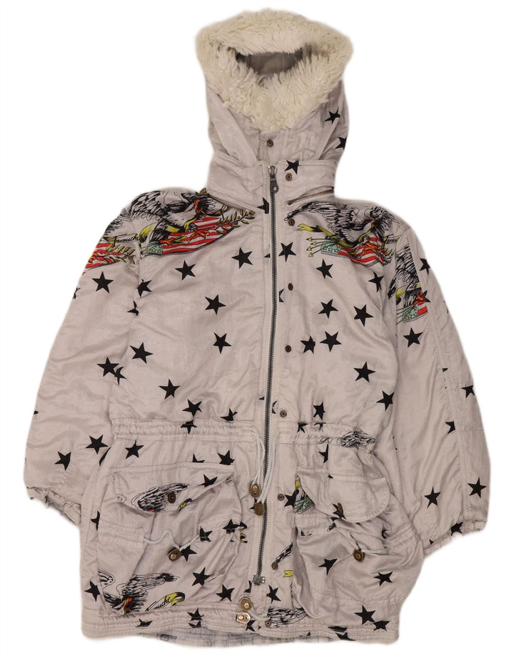 Giacca da sci oversize con cappuccio da donna Lily Farouche US 2 XS Grigio geometrico