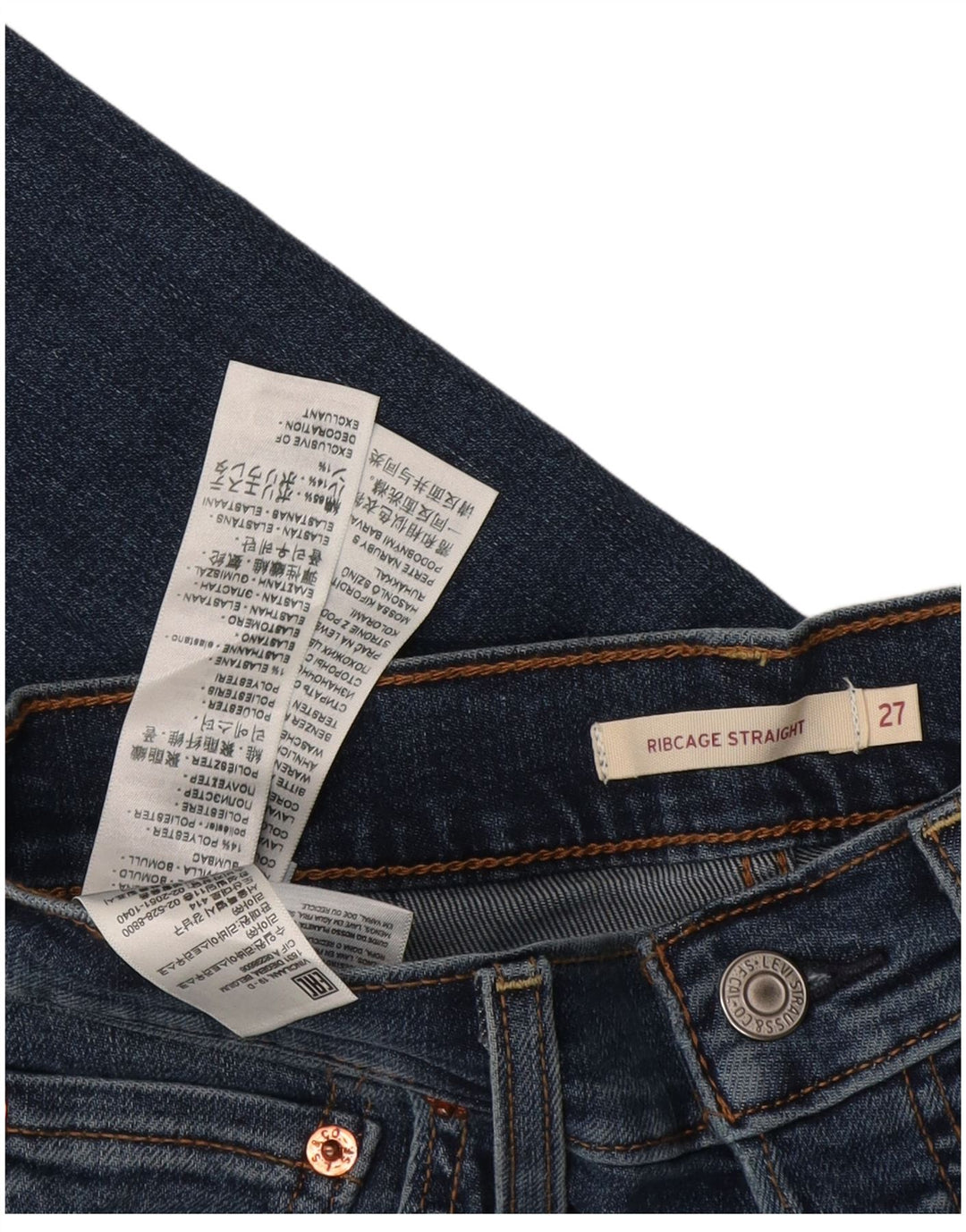 Jeans dritti Ribcage da donna Levi's W27 L29 cotone blu
