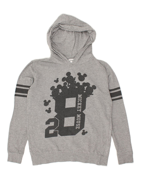 DISNEY Womens Mickey Mouse Graphic Hoodie Jumper UK 14 Medium Grey Cotton