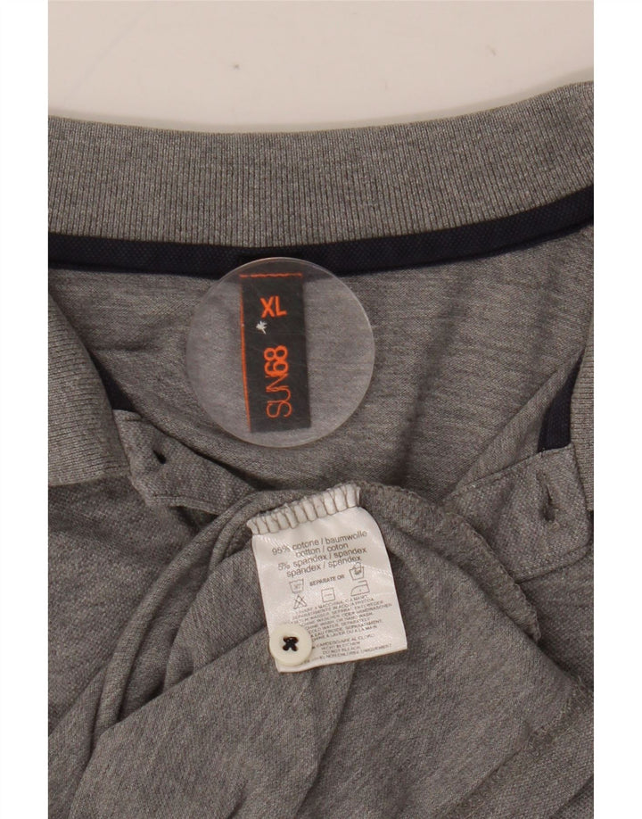 Polo da uomo SUN68 XL in cotone screziato grigio