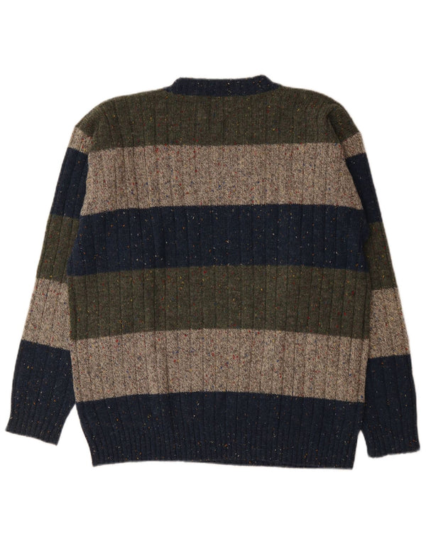 Maglione Trussardi Uomo Girocollo Maglia Grande a Righe Multicolori in Lana