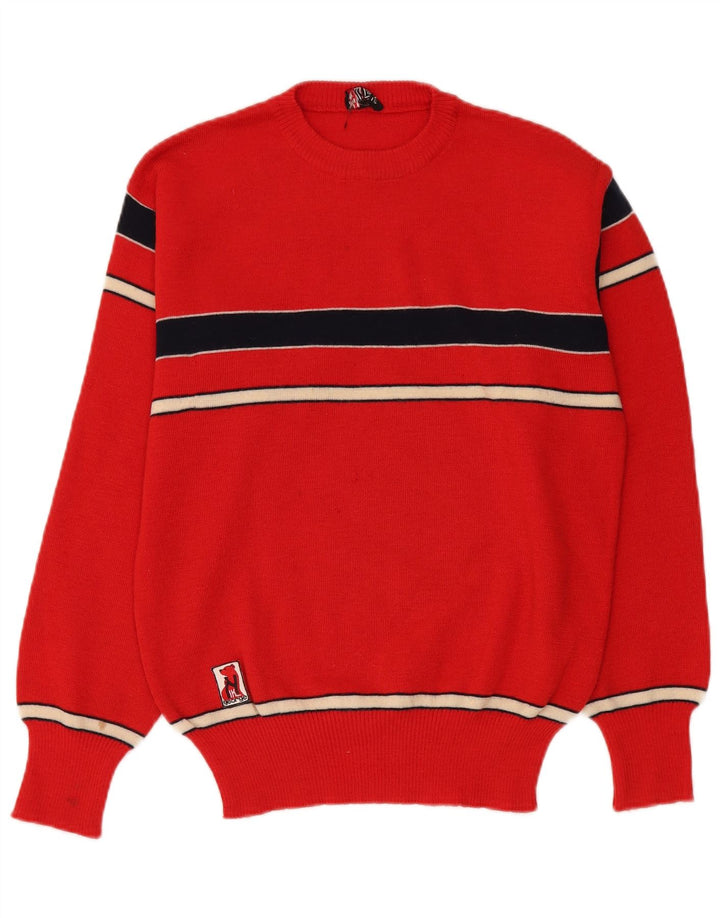 Maglione girocollo da donna vintage IT 54 3XL a righe rosse