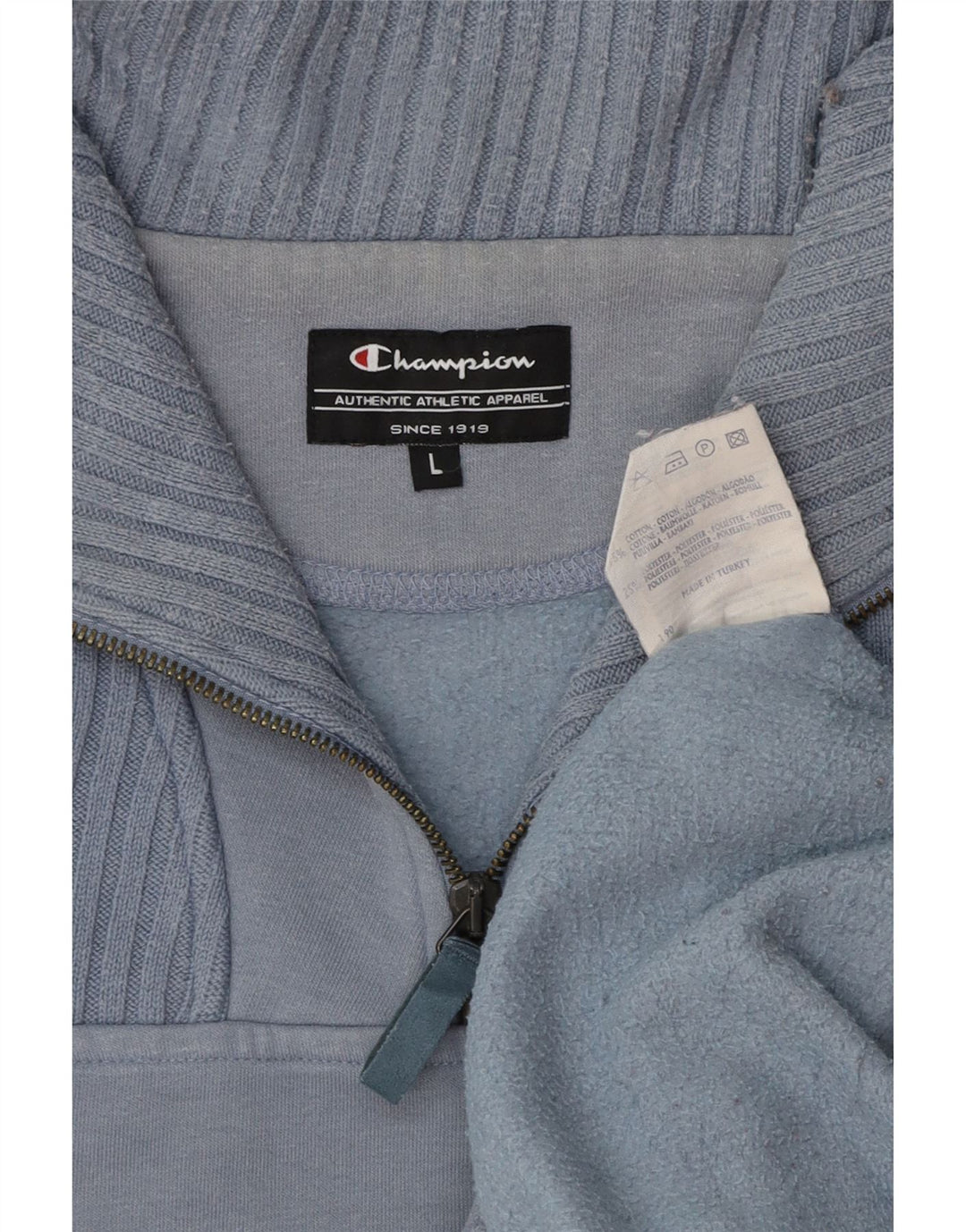 CHAMPION Felpa da uomo con collo con zip, maglione grande, cotone blu