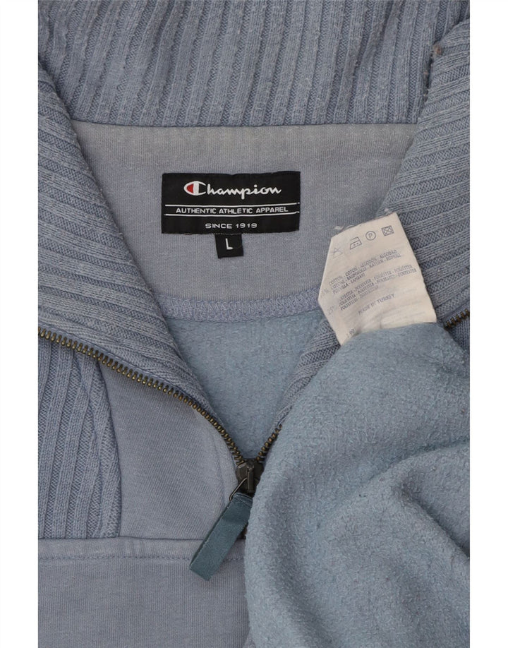CHAMPION Felpa da uomo con collo con zip, maglione grande, cotone blu