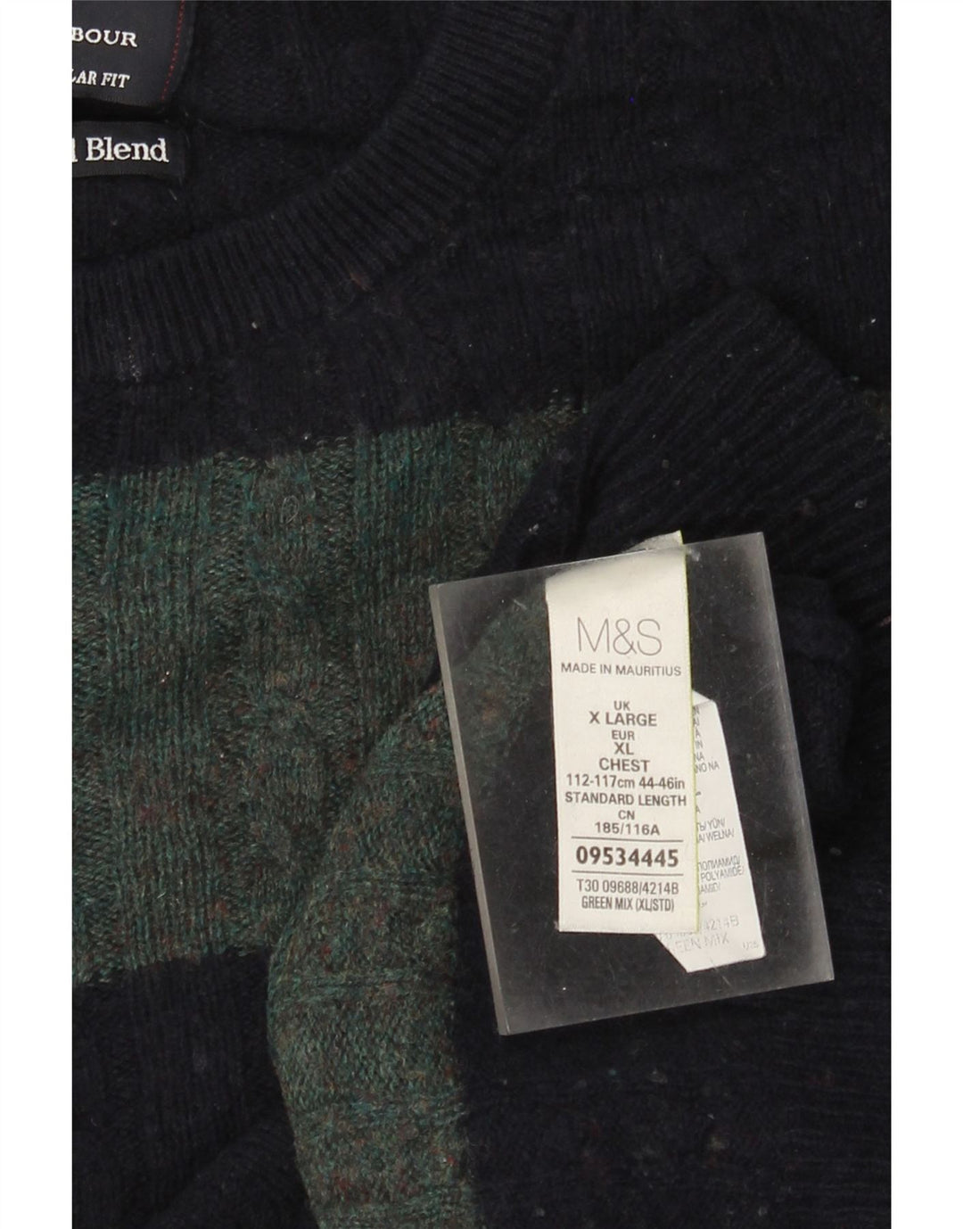 Maglione maglione girocollo da uomo Marks & Spencer XL lana a righe verdi