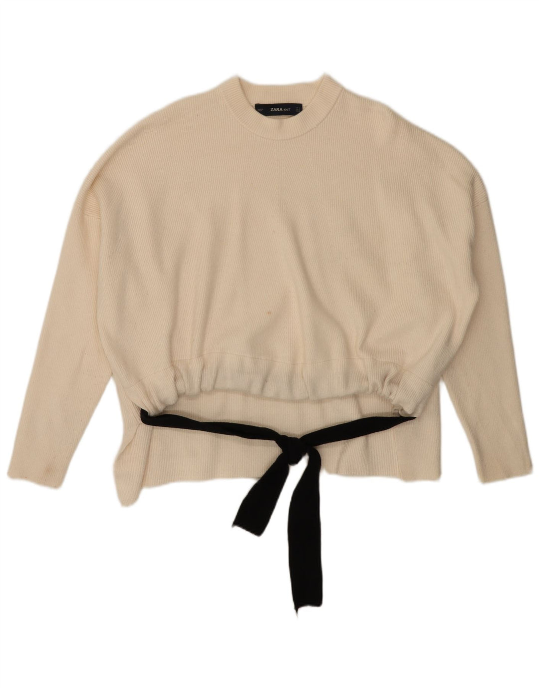 Maglione girocollo oversize da donna Zara UK 10 piccolo in viscosa bianca