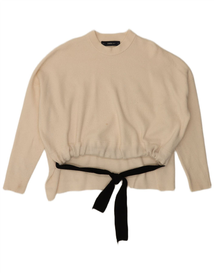 Maglione girocollo oversize da donna Zara UK 10 piccolo in viscosa bianca