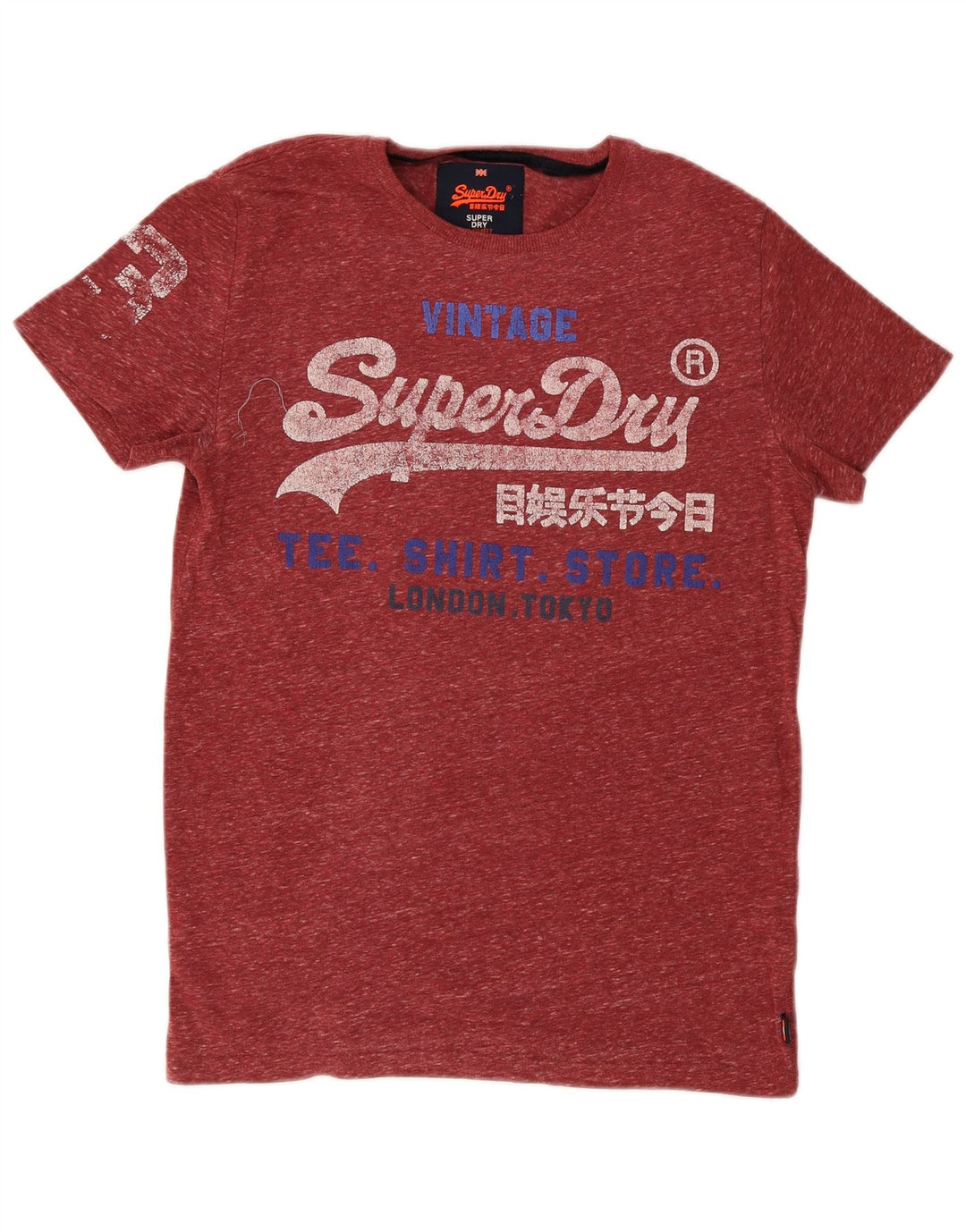 T-shirt grafica da uomo Superdry Top in cotone chiazzato rosso medio