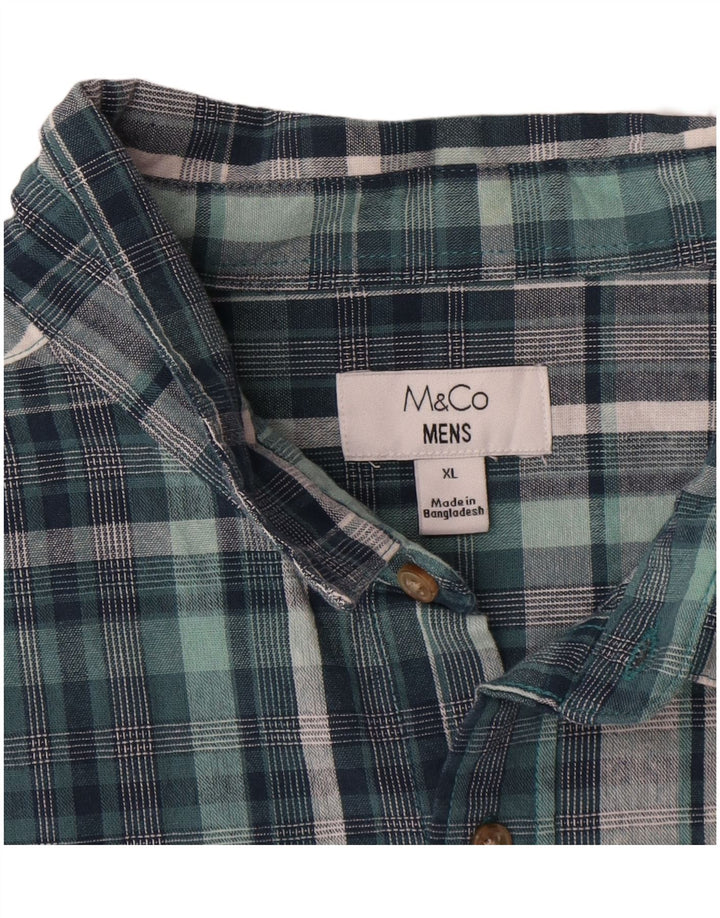Camicia a maniche corte da uomo M&CO XL in cotone a quadri blu