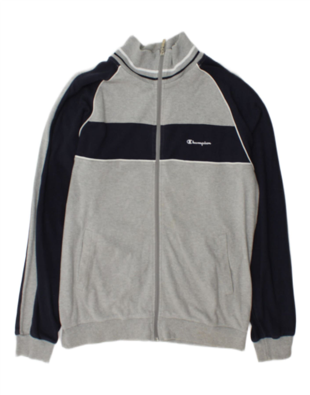 Giacca da tuta da uomo Champion, grande, in cotone color block grigio