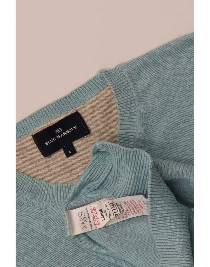 Maglione maglione girocollo da uomo Marks & Spencer blu Harbour grande blu