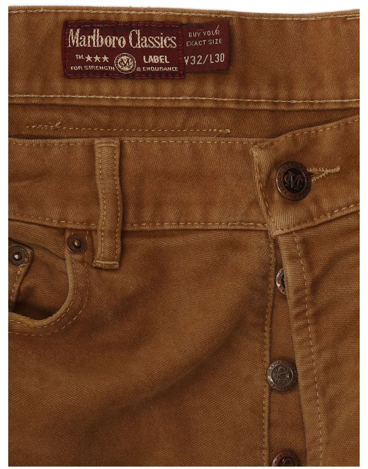 MARLBORO CLASSICS Pantaloni casual dritti da uomo W32 L30 cotone marrone