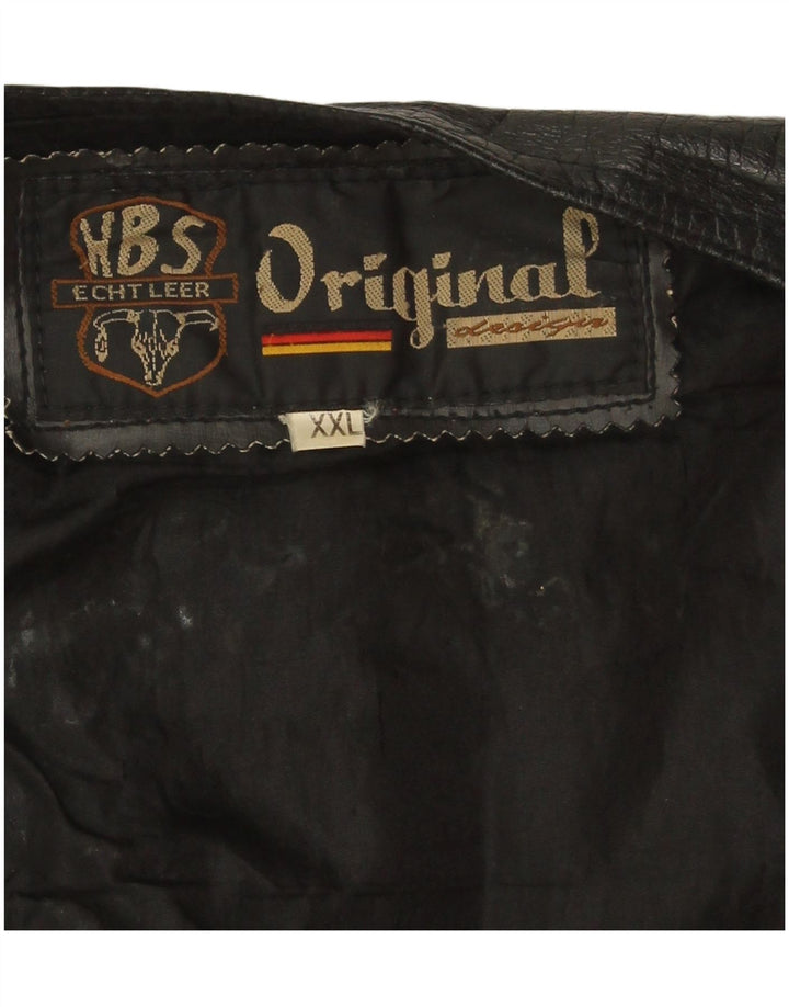 Gilet in pelle da donna vintage UK 20 2XL Pelle nera