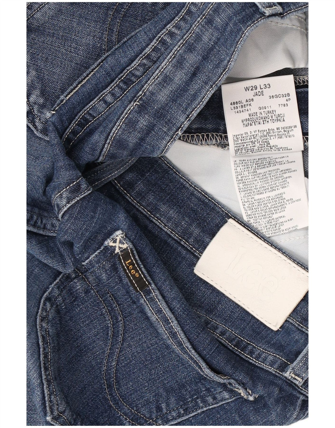 Jeans dritti effetto invecchiato giada da donna Lee W29 L28 cotone blu