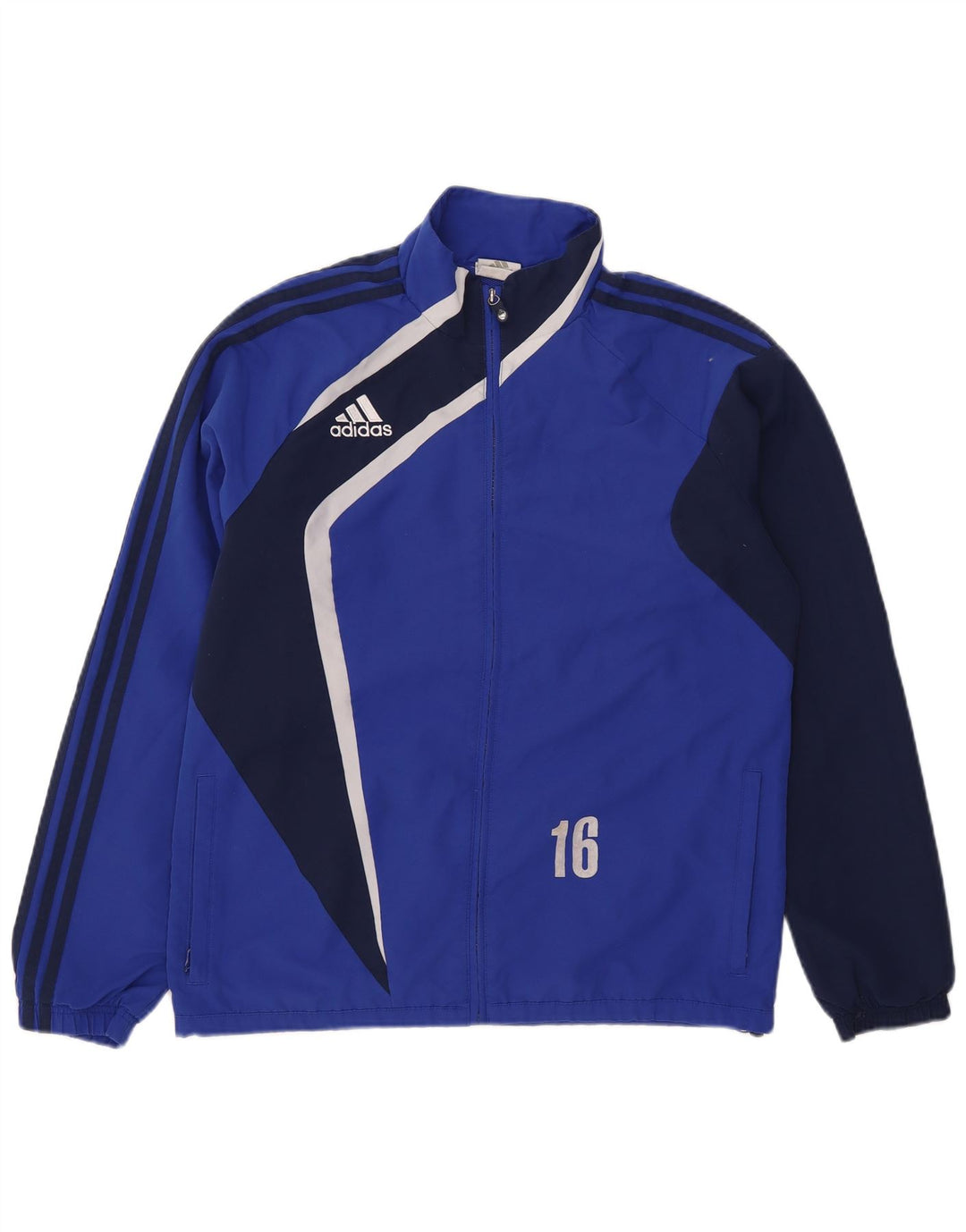Giacca da ginnastica grafica da uomo Adidas UK 38/40 Colorblock blu medio