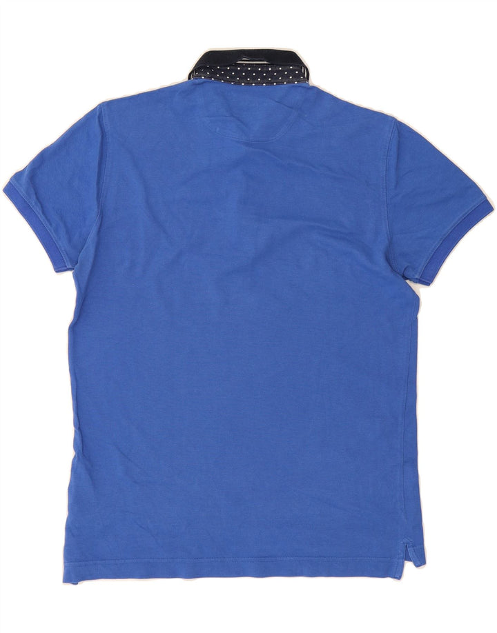 MASSIMO DUTTI Mens Polo Shirt Medium Blue Colourblock Cotton Vintage Massimo Dutti and Second-Hand Massimo Dutti from Messina Hembry 